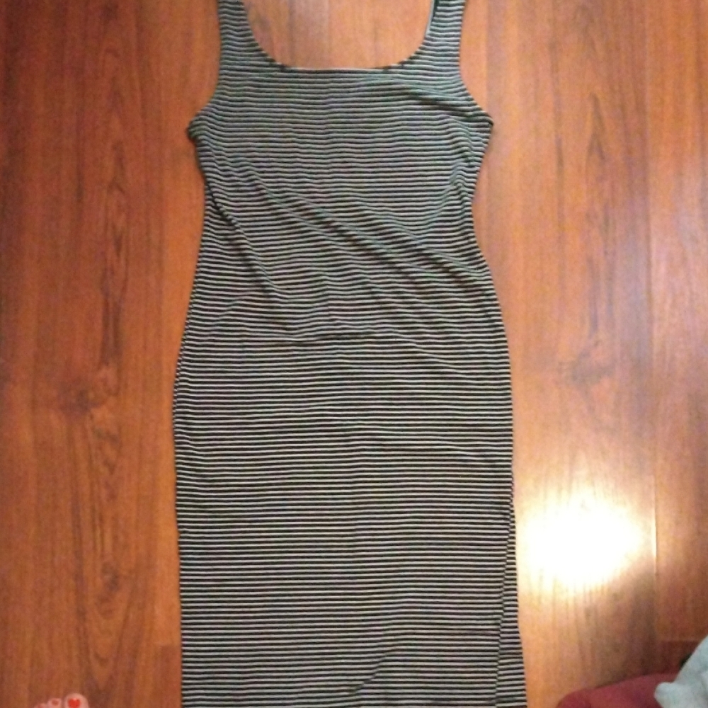 Striped Black and White Sleeveless Dress